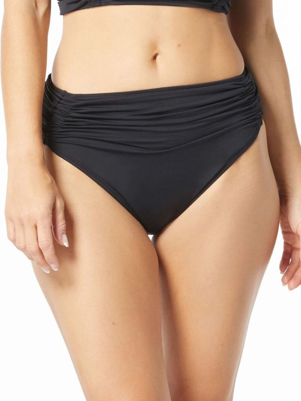 Shirred High-Waisted Women's Bikini Bottom - Flattering Swimwear for Summer